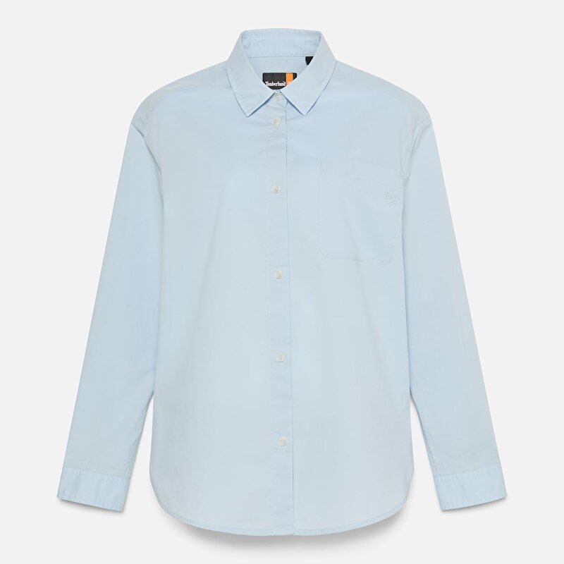 Kadın Poplin Uzun Kollu Açık Mavi Gömlek