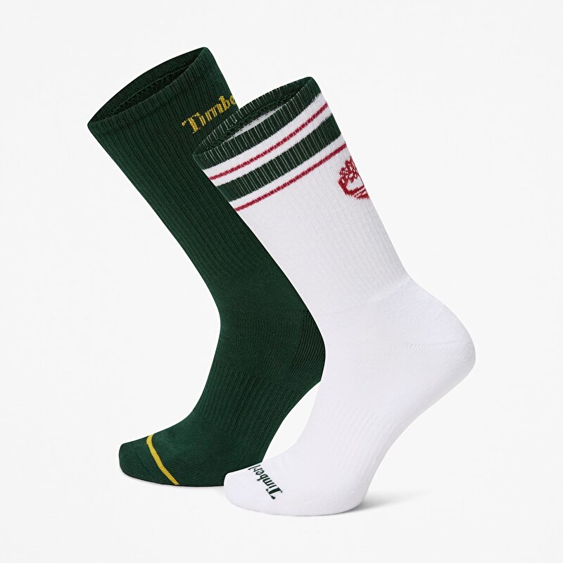 Koyu Yeşil 2'li Retro Logolu Soket Çorap Paketi