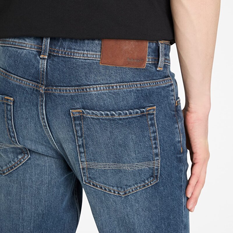 Erkek Sandown Mavi Düz Kesim Denim Pantolon