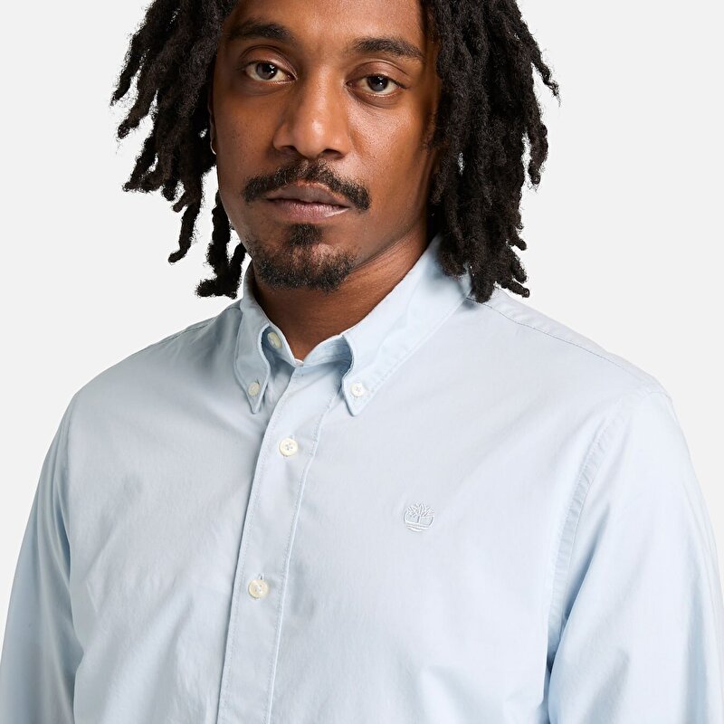 Erkek Uzun Kollu Stretch Açık Mavi Poplin Gömlek