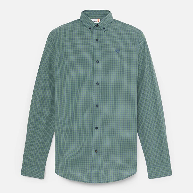 Erkek Mikro Ekose Koyu Yeşil Poplin Gömlek