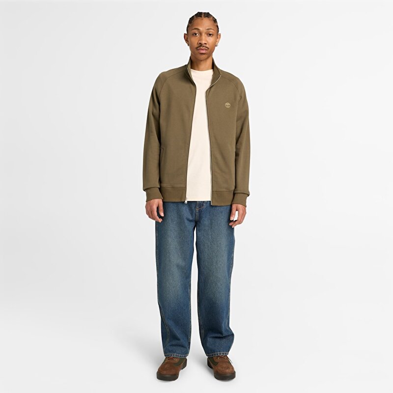 Erkek Exeter River Yeşil/Kahverengi Tam Fermuarlı Sweatshirt