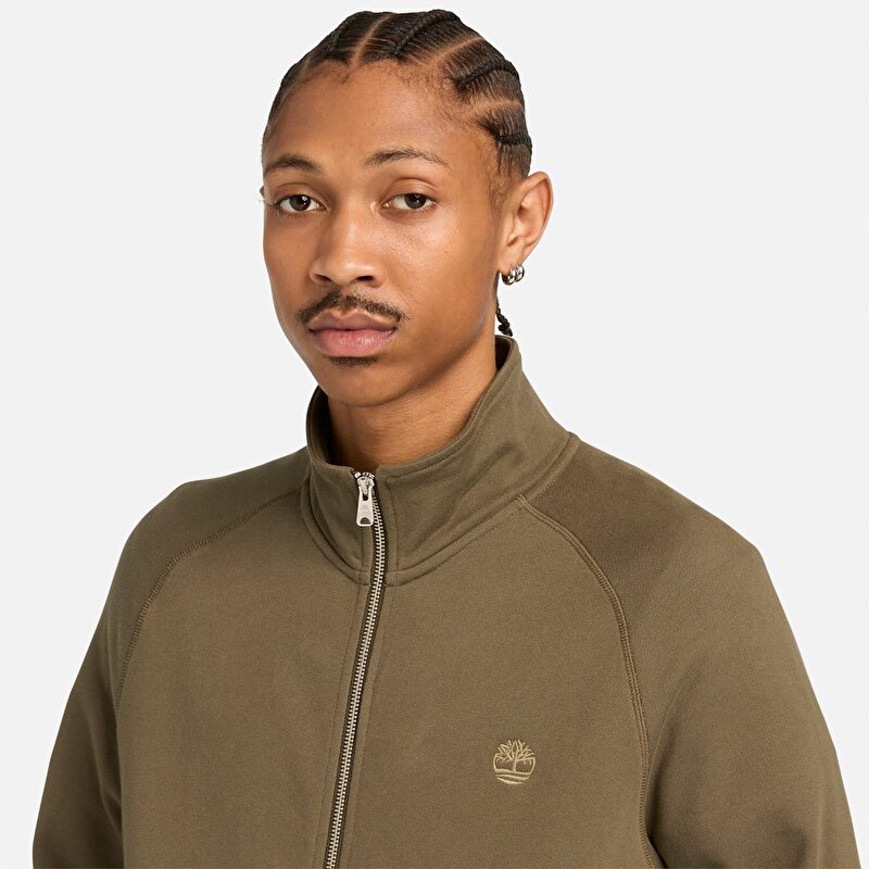 Erkek Exeter River Yeşil/Kahverengi Tam Fermuarlı Sweatshirt