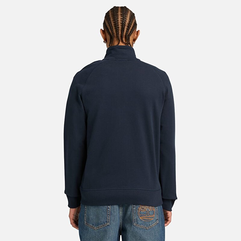 Erkek Exeter River Koyu Mavi Tam Fermuarlı Sweatshirt