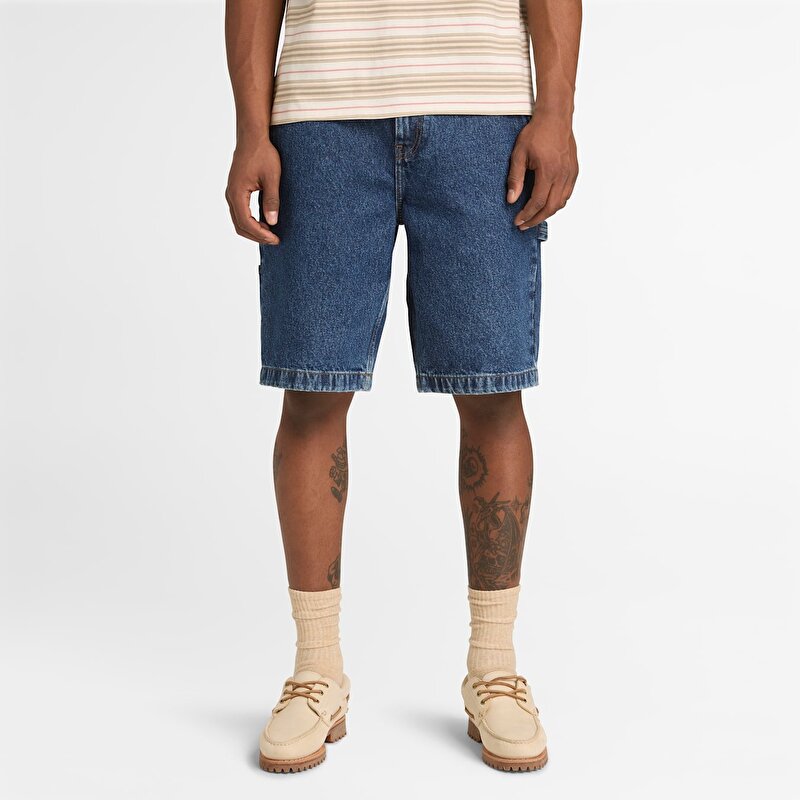 Unisex Mavi Denim Carpenter Şort