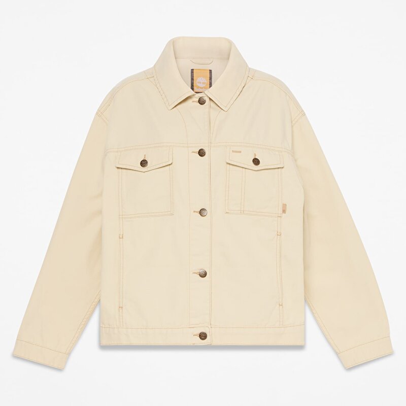 Kadın Kanvas Trucker Bej Ceket