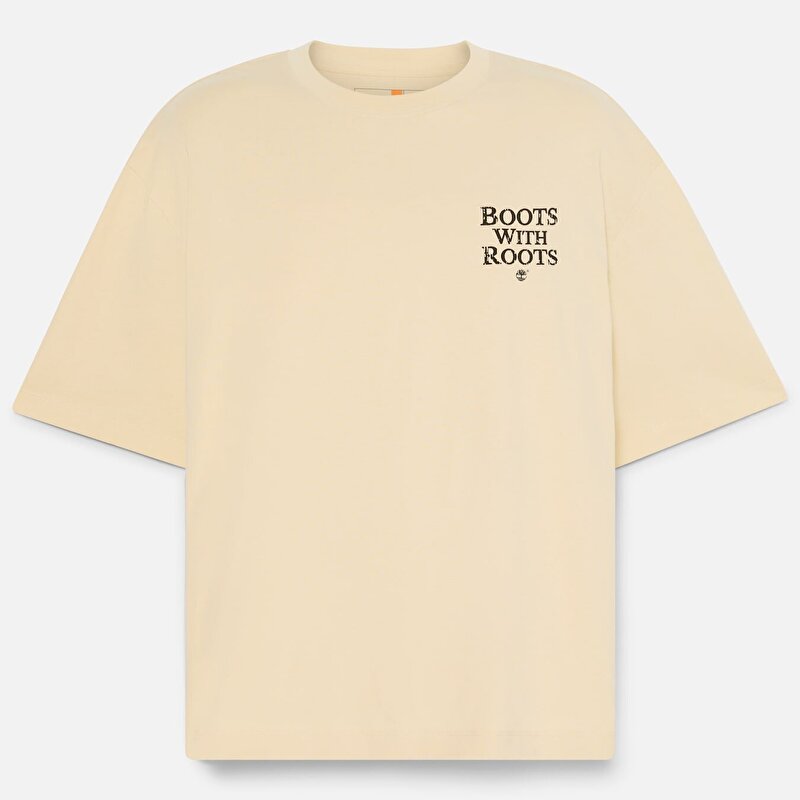 Unisex "Timbs On My Feet" Kısa Kollu Bej Tişört