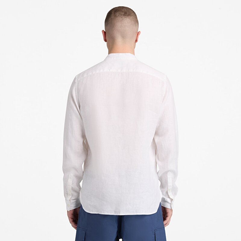 Mill River Beyaz Erkek Keten Gömlek