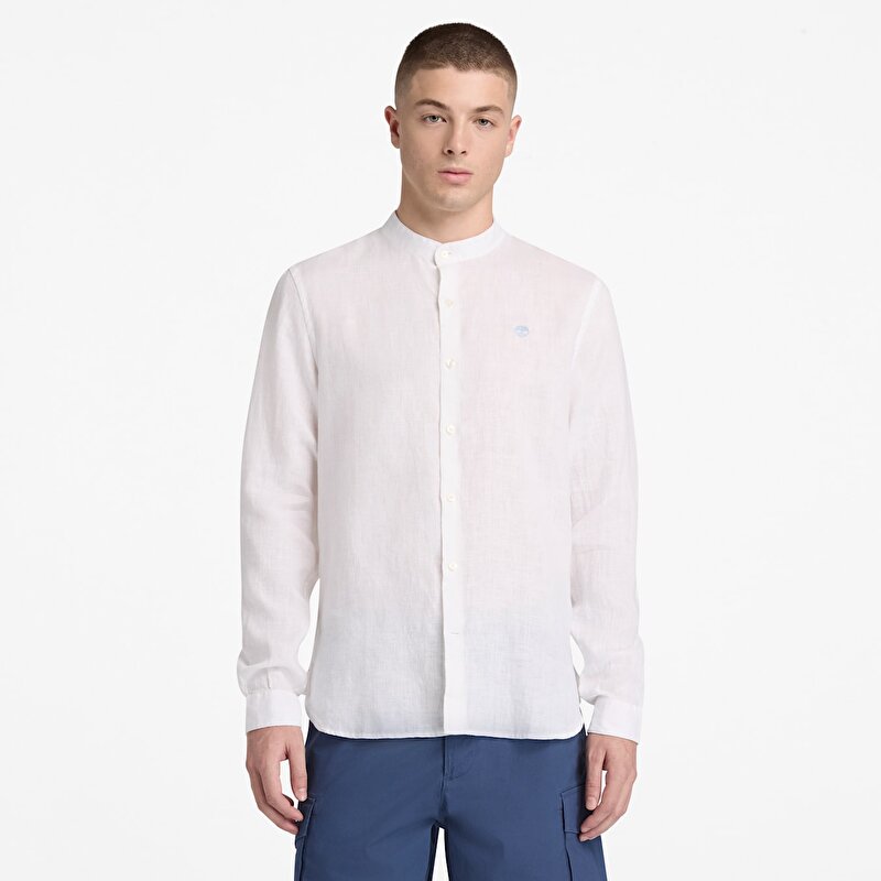 Mill River Beyaz Erkek Keten Gömlek