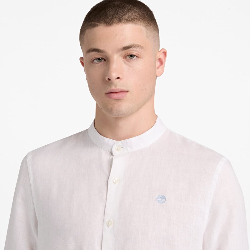 Mill River Beyaz Erkek Keten Gömlek