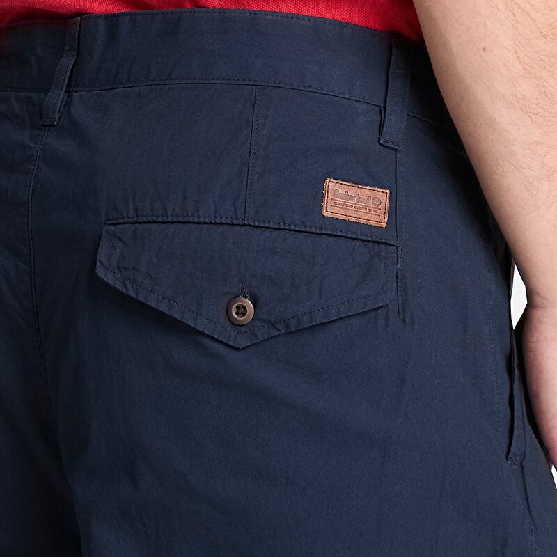 Erkek Claremont Poplin Pileli Koyu Mavi Chino Pantolon