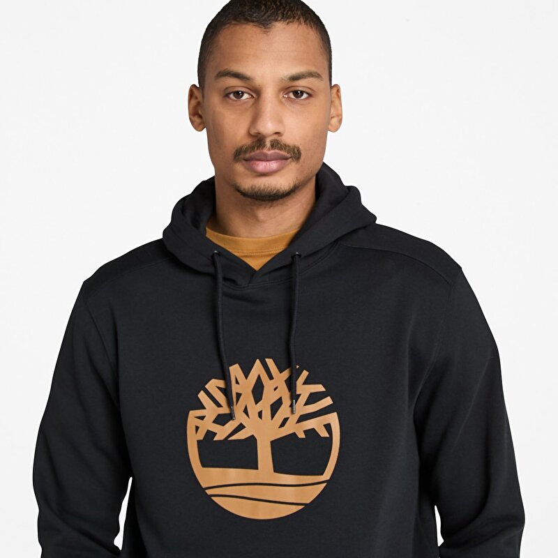 Erkek Timberland® Ağaç Logolu Siyah Kapüşonlu