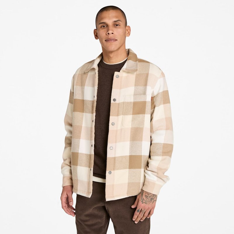 Erkek Bej Uzun Tüylü Astarlı Overshirt