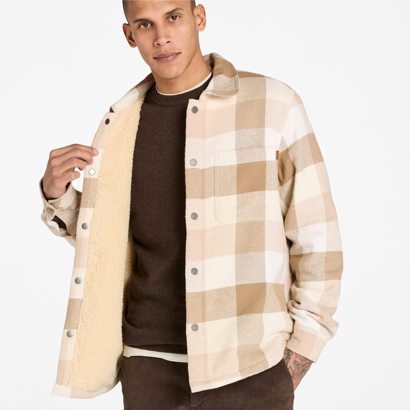 Erkek Bej Uzun Tüylü Astarlı Overshirt