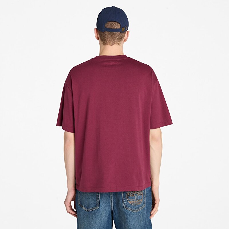 Erkek Bordo Hampton Tonal Dikey Logolu Tişört