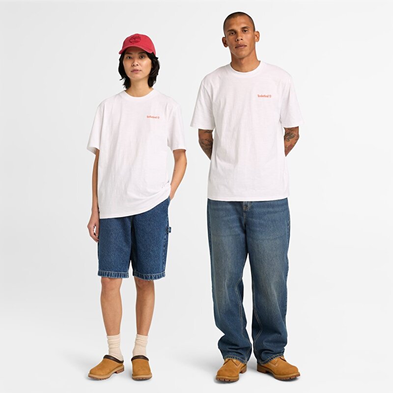 Unisex Beyaz "Fishing Photo" Grafik Baskılı Tişört