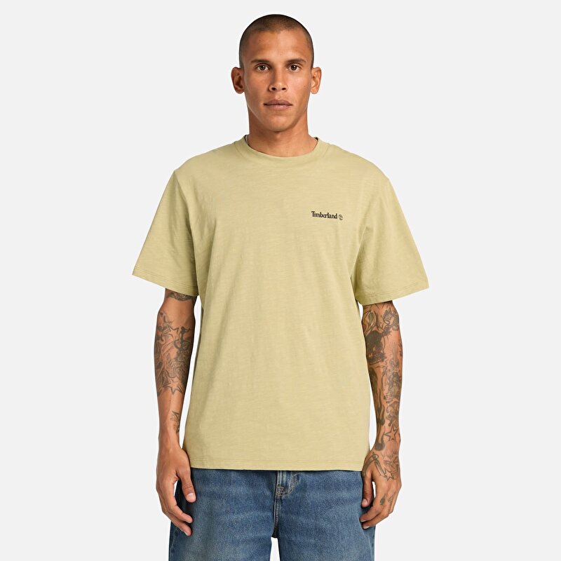 Unisex Yeşil "Fishing Photo" Grafik Baskılı Tişört