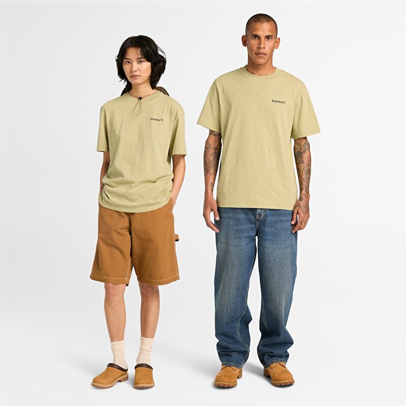 Unisex Yeşil "Fishing Photo" Grafik Baskılı Tişört