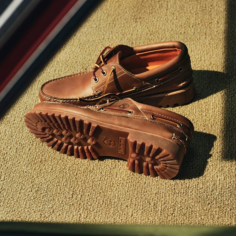 Erkek Kahverengi Timberland® Authentic 3 Delikli El Yapımı Tekne Ayakkabısı