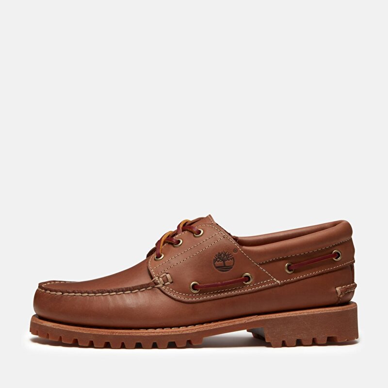 Erkek Kahverengi Timberland® Authentic 3 Delikli El Yapımı Tekne Ayakkabısı
