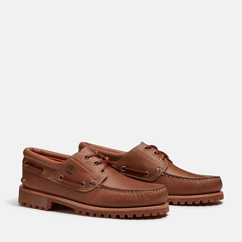 Erkek Kahverengi Timberland® Authentic 3 Delikli El Yapımı Tekne Ayakkabısı