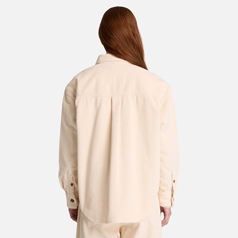 Kadın Bej Fitilli Kadife Overshirt