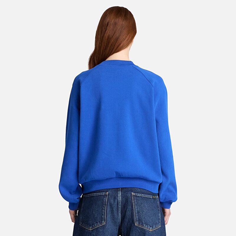 Kadın Mavi Crafted Bisiklet Yaka Sweatshirt