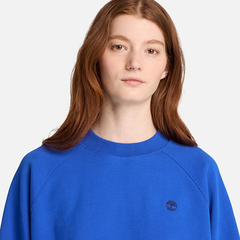 Kadın Mavi Crafted Bisiklet Yaka Sweatshirt