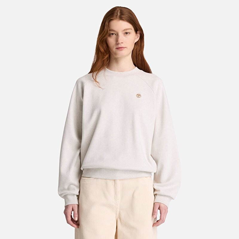 Kadın Açık Bej Crafted Bisiklet Yaka Sweatshirt