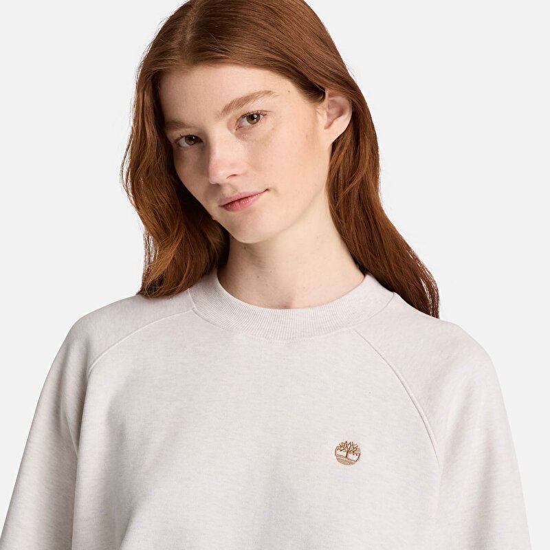 Kadın Açık Bej Crafted Bisiklet Yaka Sweatshirt