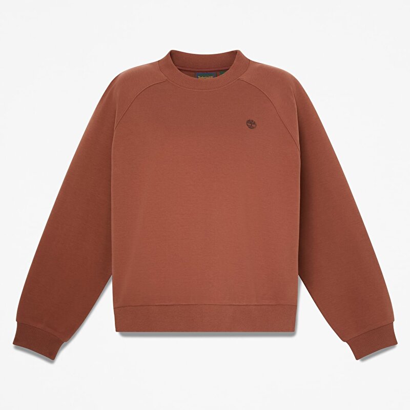 Kadın Kahverengi Crafted Bisiklet Yaka Sweatshirt