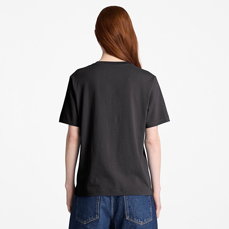 Kadın Siyah Crafted Crew Kısa Kollu Tişört
