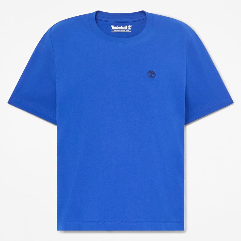 Kadın Mavi Crafted Crew Kısa Kollu Tişört