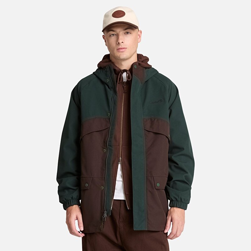 Erkek Koyu Yeşil/Koyu Kahverengi Weatherline Archive Inspired Parka