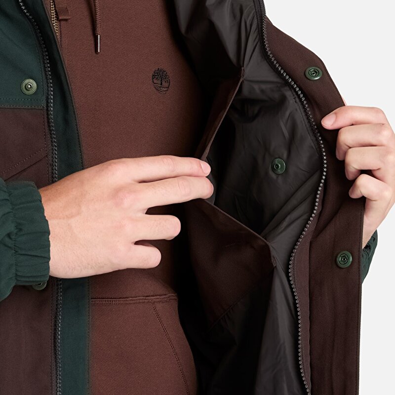 Erkek Koyu Yeşil/Koyu Kahverengi Weatherline Archive Inspired Parka