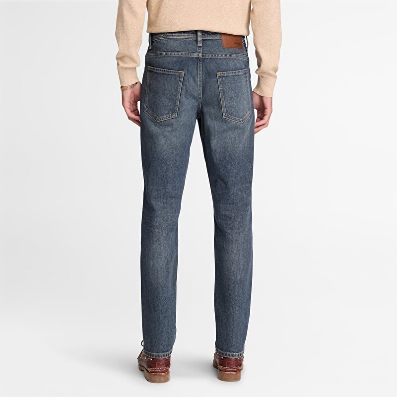 Erkek Koyu Mavi Dar Kesim Denim Pantolon