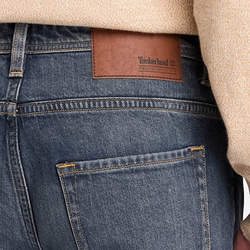 Erkek Koyu Mavi Dar Kesim Denim Pantolon