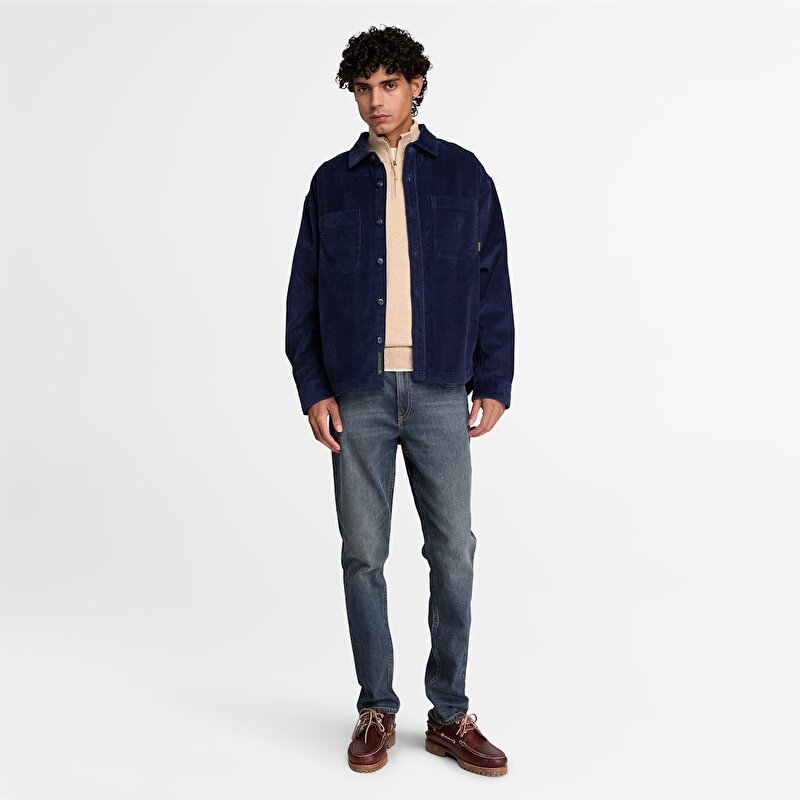 Erkek Koyu Mavi Dar Kesim Denim Pantolon