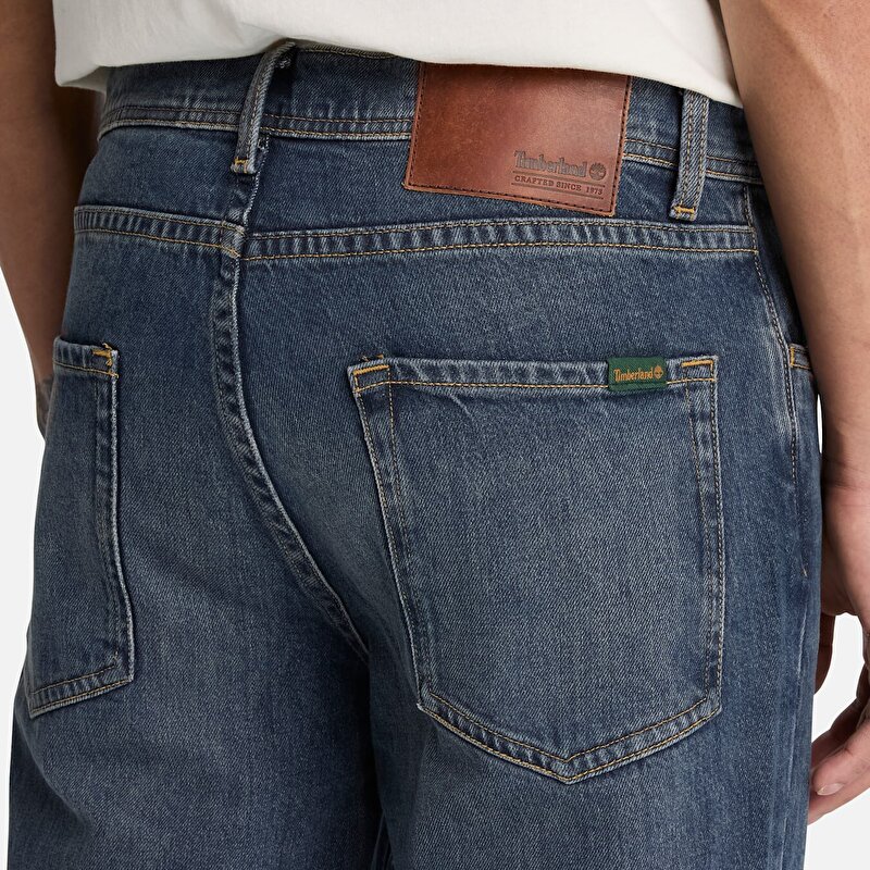 Erkek Koyu Mavi Düz Kesim Denim Pantolon