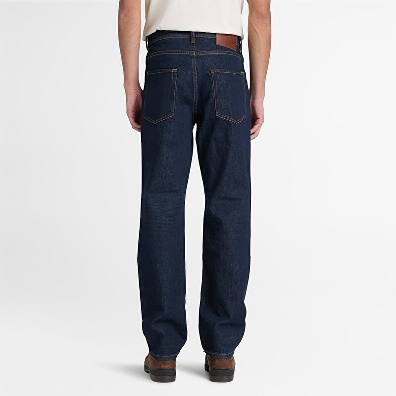 Erkek Koyu Mavi Düz Kesim Denim Pantolon