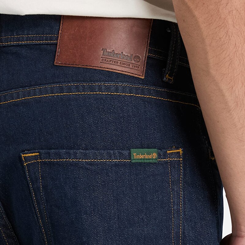 Erkek Koyu Mavi Düz Kesim Denim Pantolon