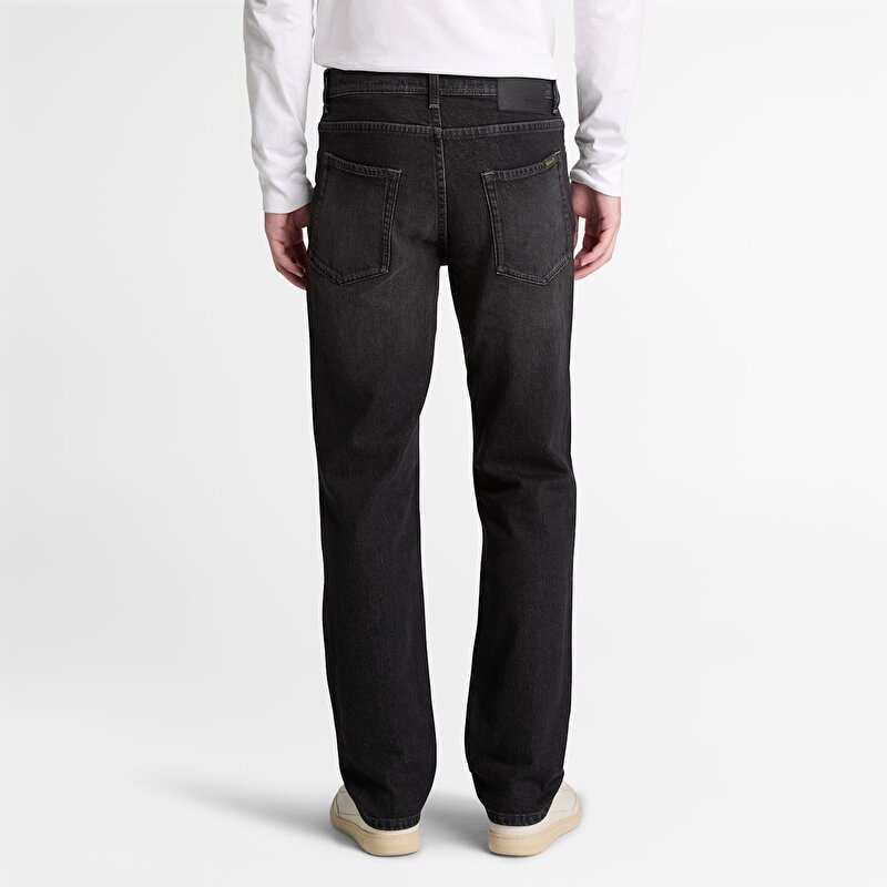 Erkek Siyah Düz Kesim Denim Pantolon