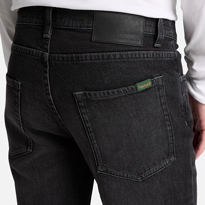 Erkek Siyah Düz Kesim Denim Pantolon