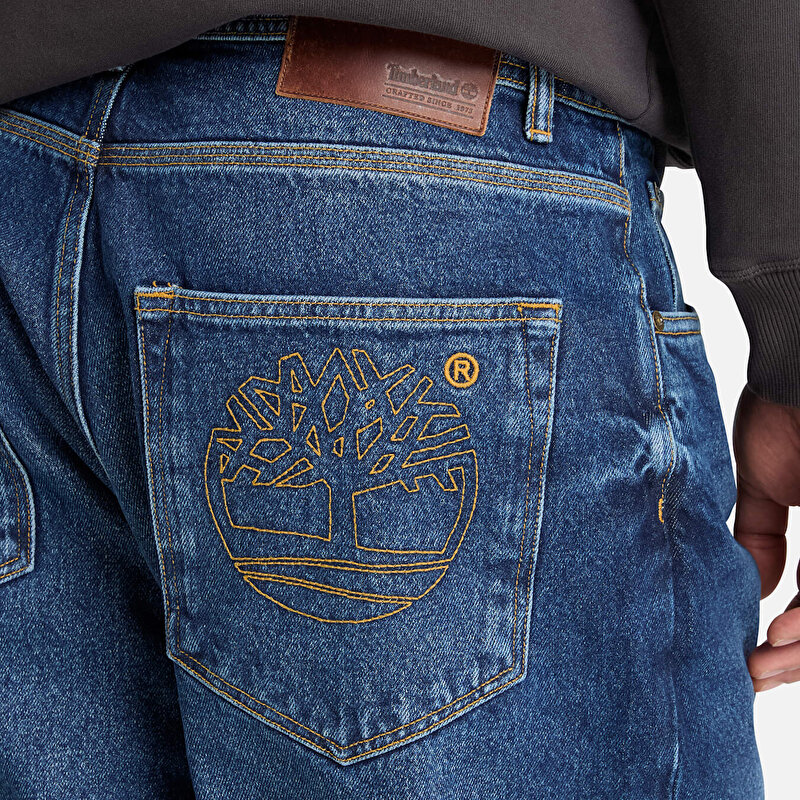 Erkek Koyu Mavi Bol Denim Pantolon