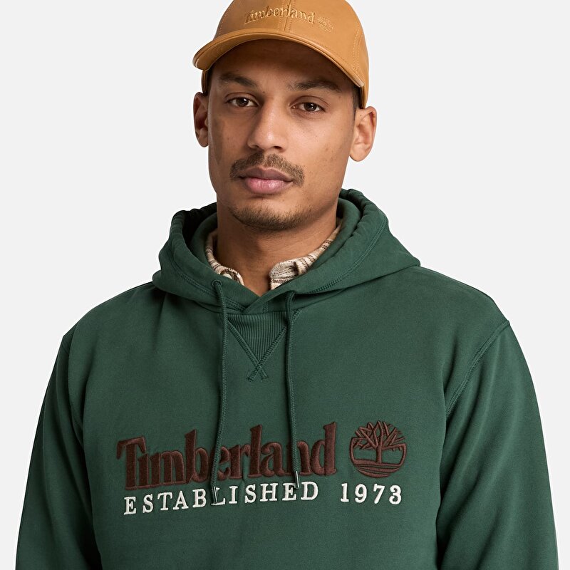 Erkek Koyu Yeşil Established 1973 Logo İşlemeli Kapüşonlu