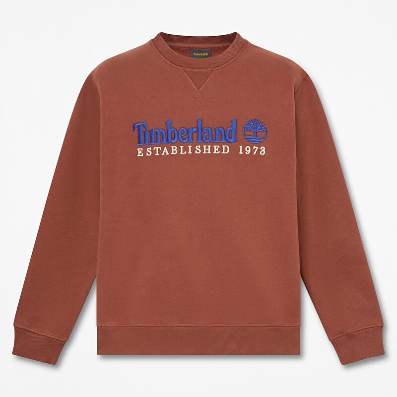 Erkek Kahverengi Established 1973 Logo İşlemeli Bisiklet Yaka Sweatshirt