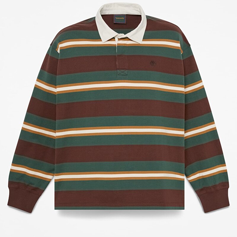 Erkek Koyu Kahverengi Uzun Kollu Rugby Polo Tişört