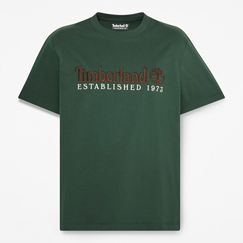 Erkek Koyu Yeşil Established 1973 İşlemeli Kısa Kollu Tişört