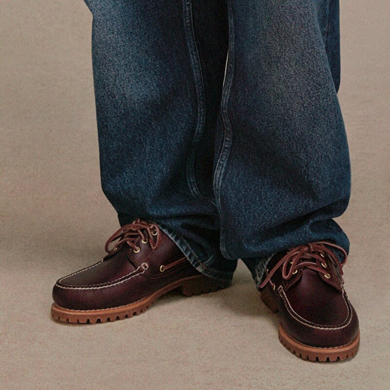 Erkek 3-Eye Lug Handsewn Bordo Tekne Ayakkabısı - Bordo - Timberland