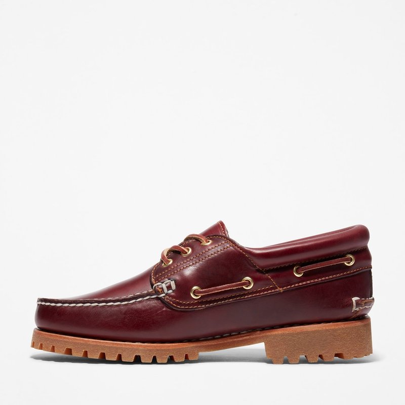 Erkek 3-Eye Lug Handsewn Bordo Tekne Ayakkabısı